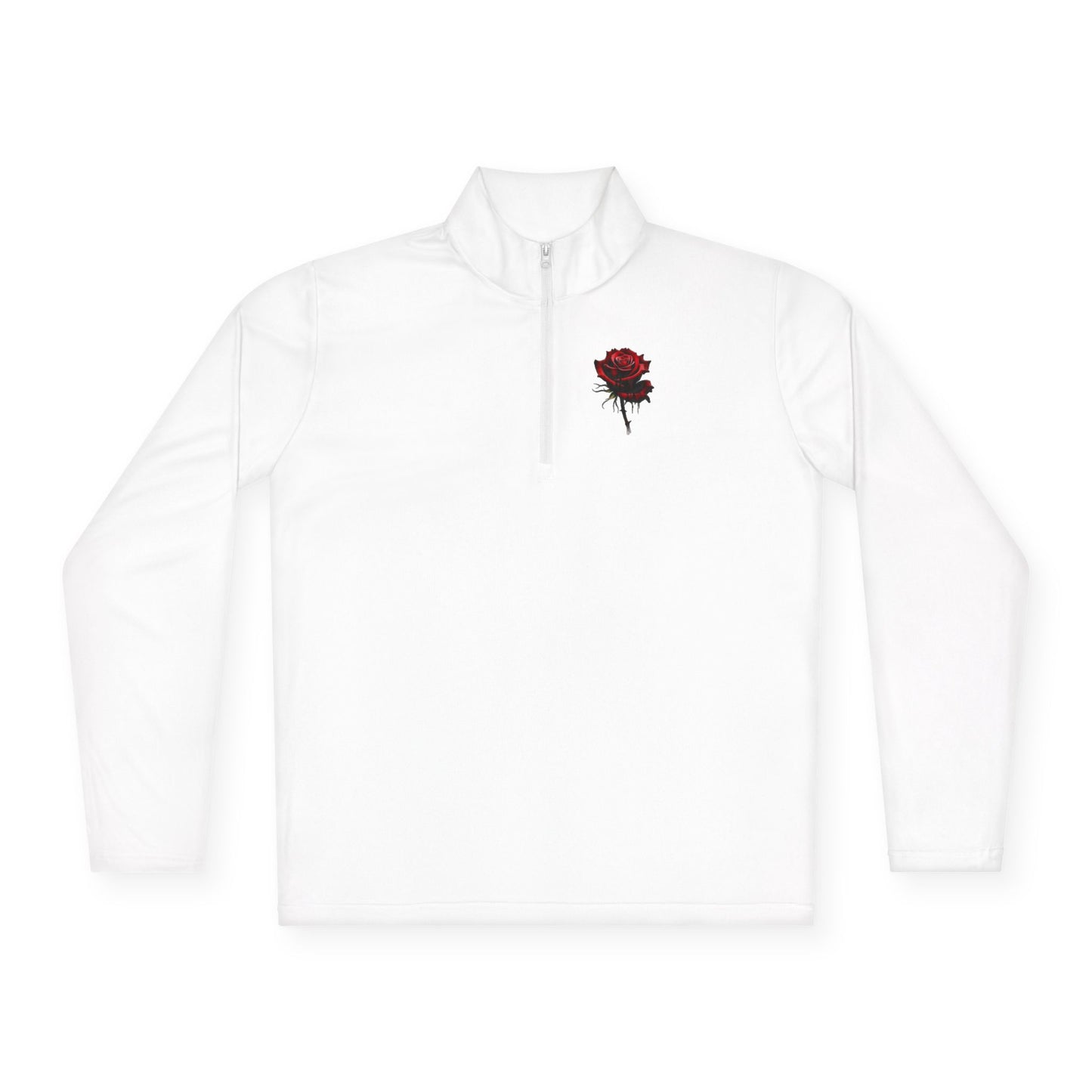Quarter-Zip Pullover — Gothic Rose & Raven Embroidered Pullover