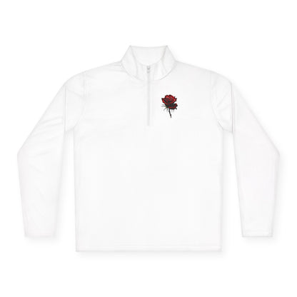 Quarter-Zip Pullover — Gothic Rose & Raven Embroidered Pullover