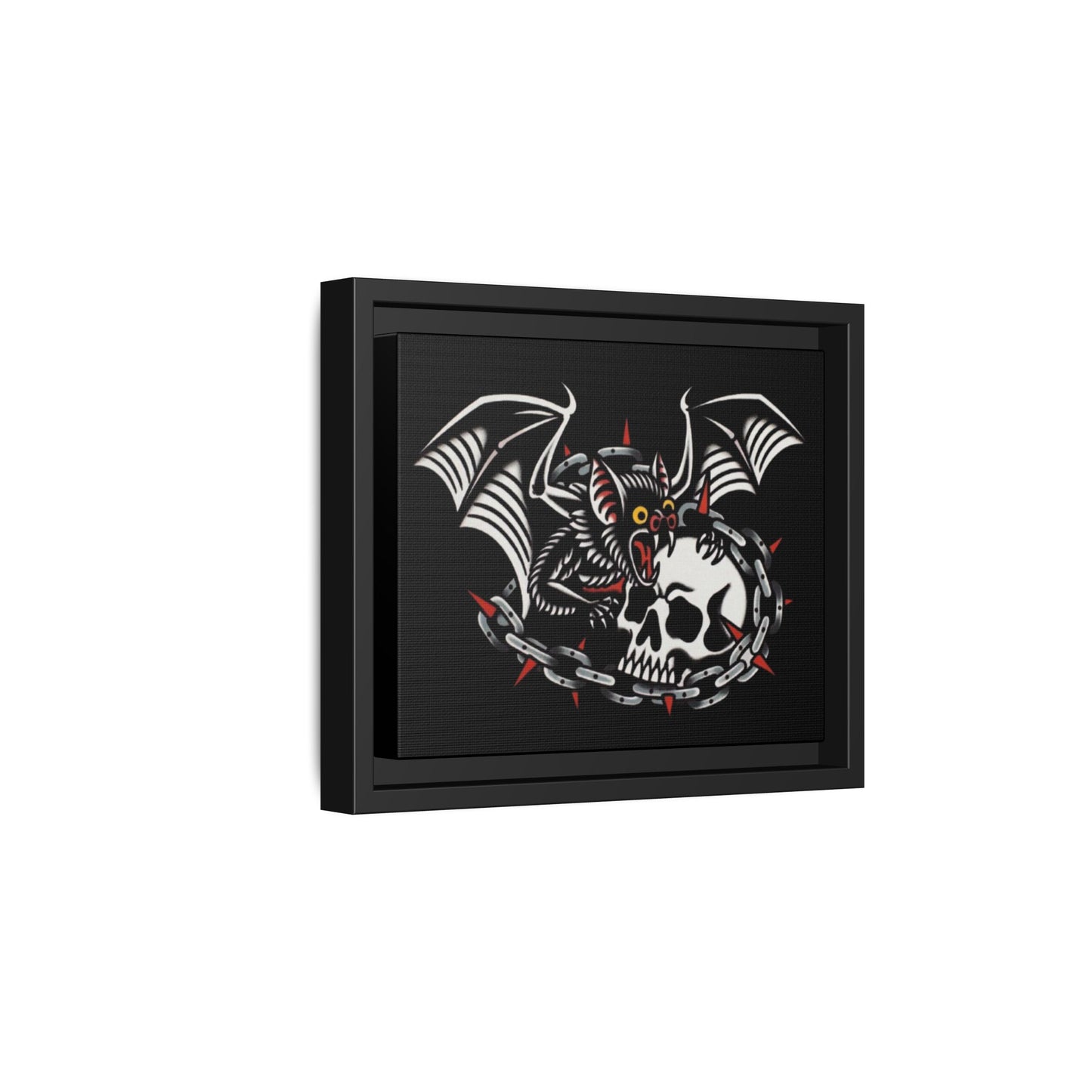 Gothic Bat & Skull Framed Matte Canvas Art