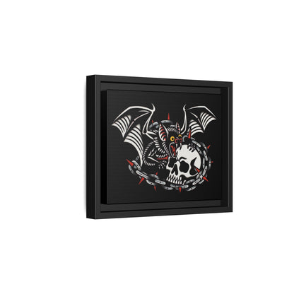Gothic Bat & Skull Framed Matte Canvas Art