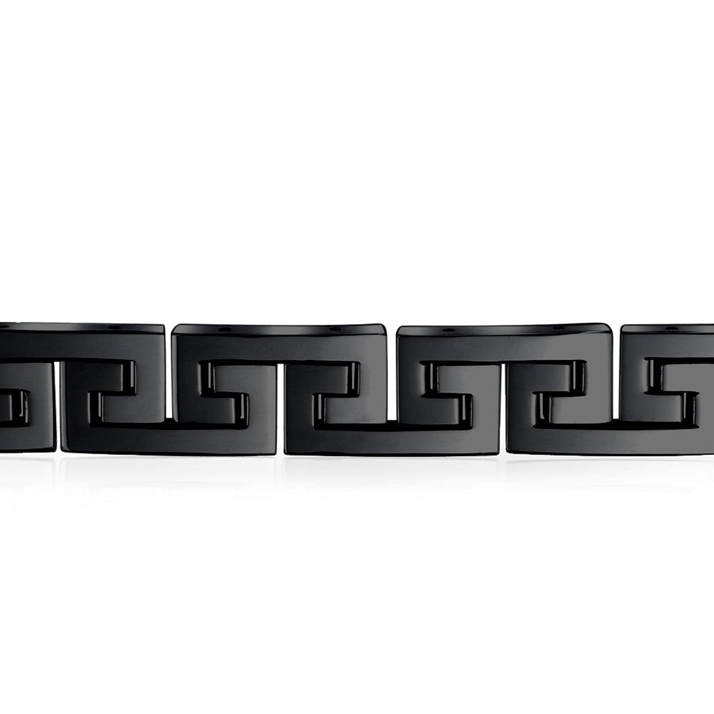 Stainless Steel Infinity Greek Key Link Bracelet 8-9 Inch 12MM Width