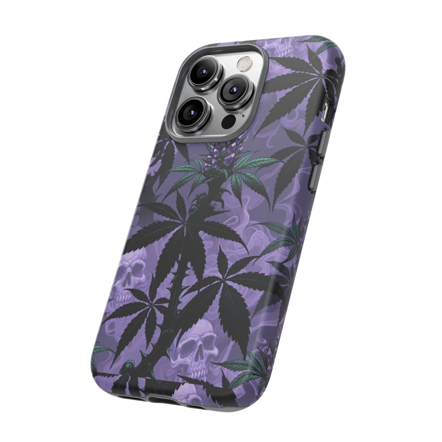 Purple Cannabis Skull Phone Case — Rugged Protective iPhone Cover