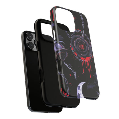 Phone Case — Gothic Dripping Black Rose & Moon Protective Case