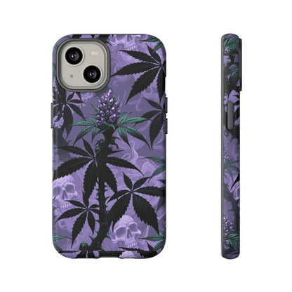 Purple Cannabis Skull Phone Case — Rugged Protective iPhone Cover