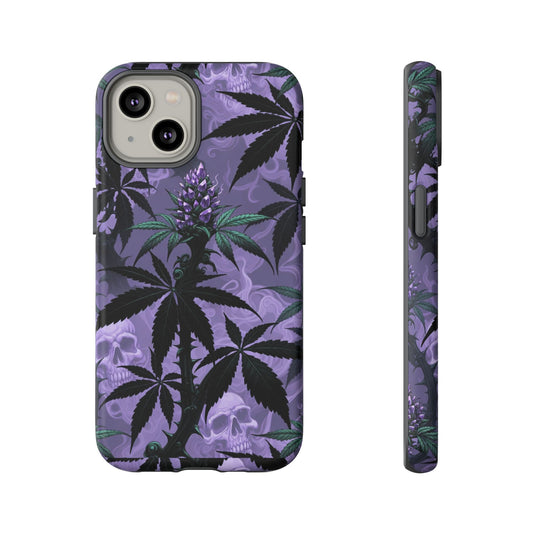 Purple Cannabis Skull Phone Case — Rugged Protective iPhone Cover