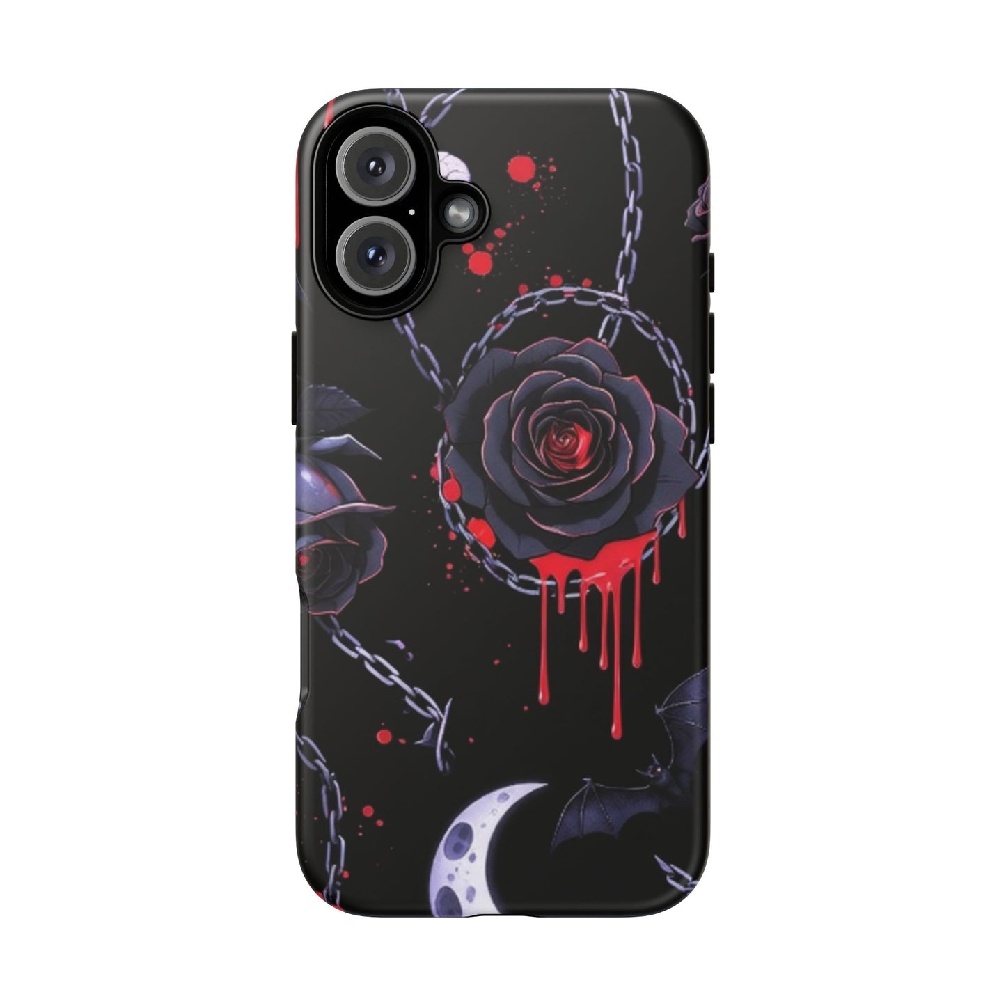 Phone Case — Gothic Dripping Black Rose & Moon Protective Case