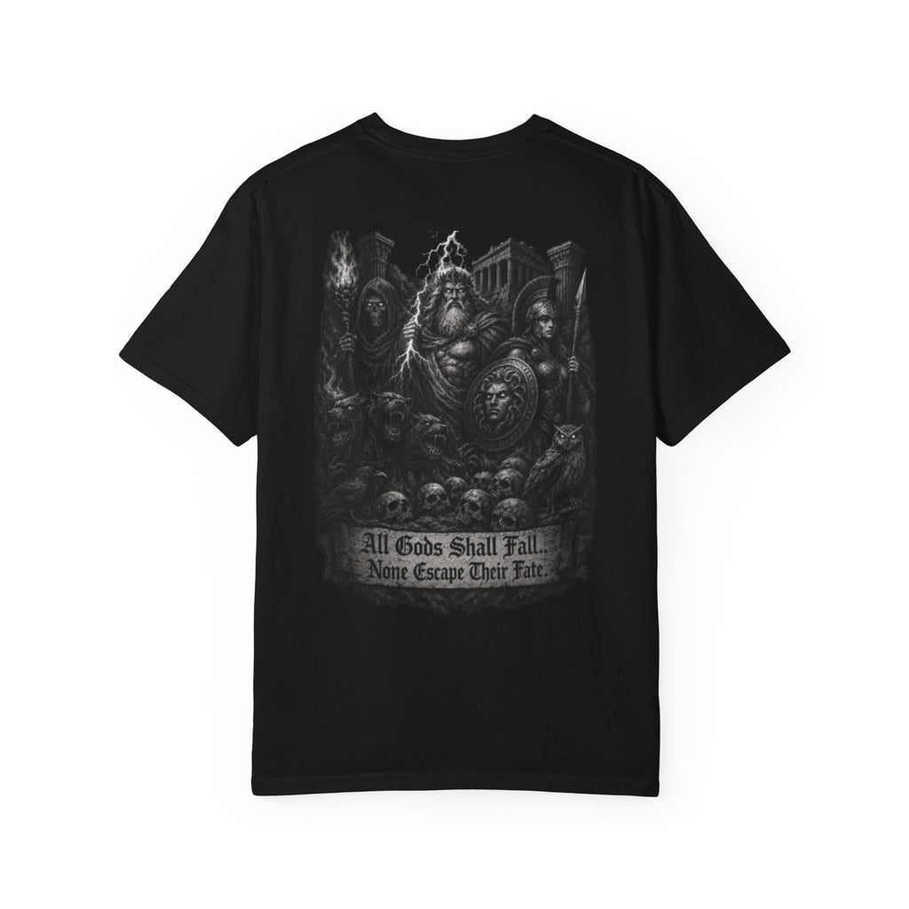 All Gods Fall Graphic T-Shirt — Mythic Warrior Backprint