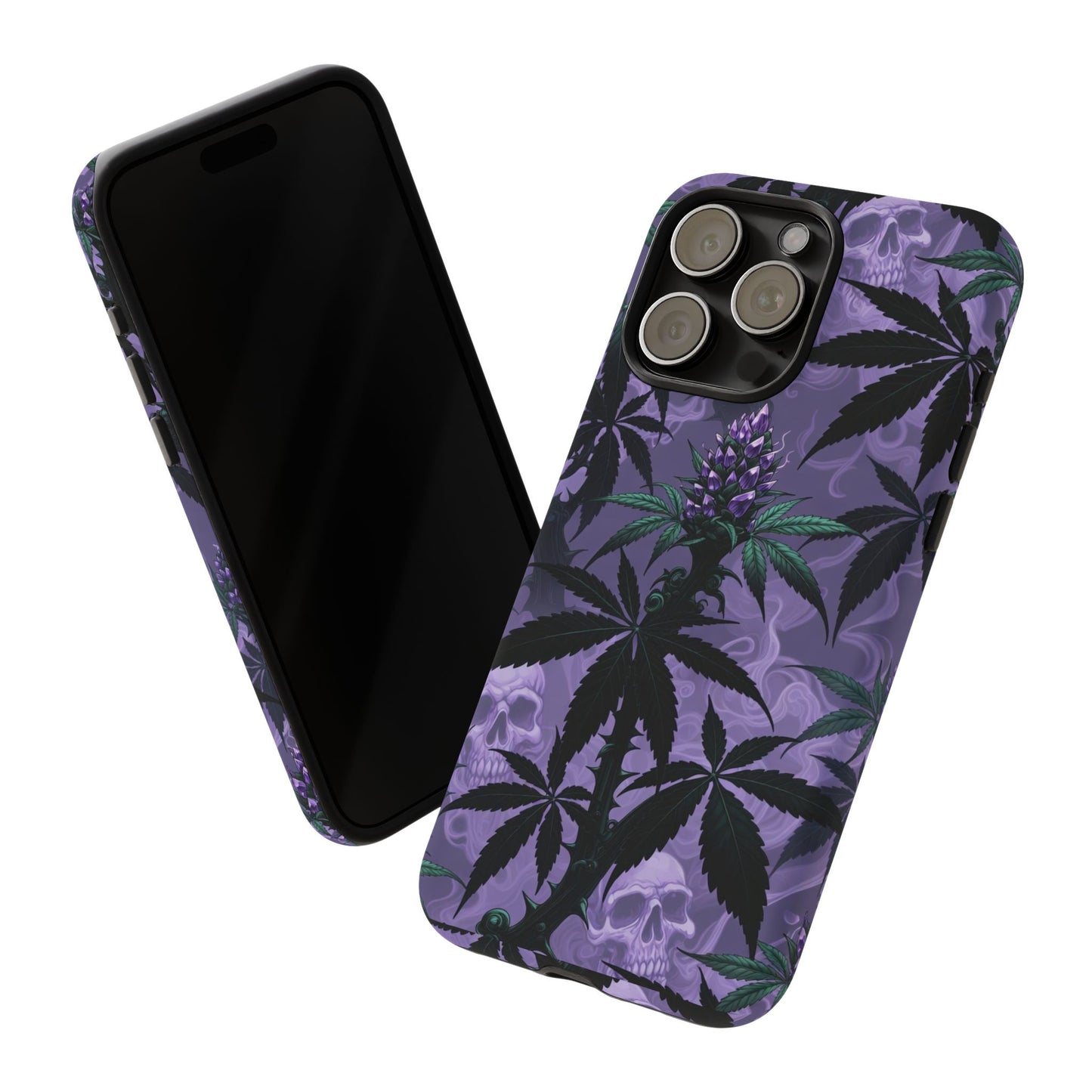 Purple Cannabis Skull Phone Case — Rugged Protective iPhone Cover
