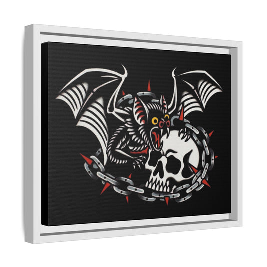 Gothic Bat & Skull Framed Matte Canvas Art
