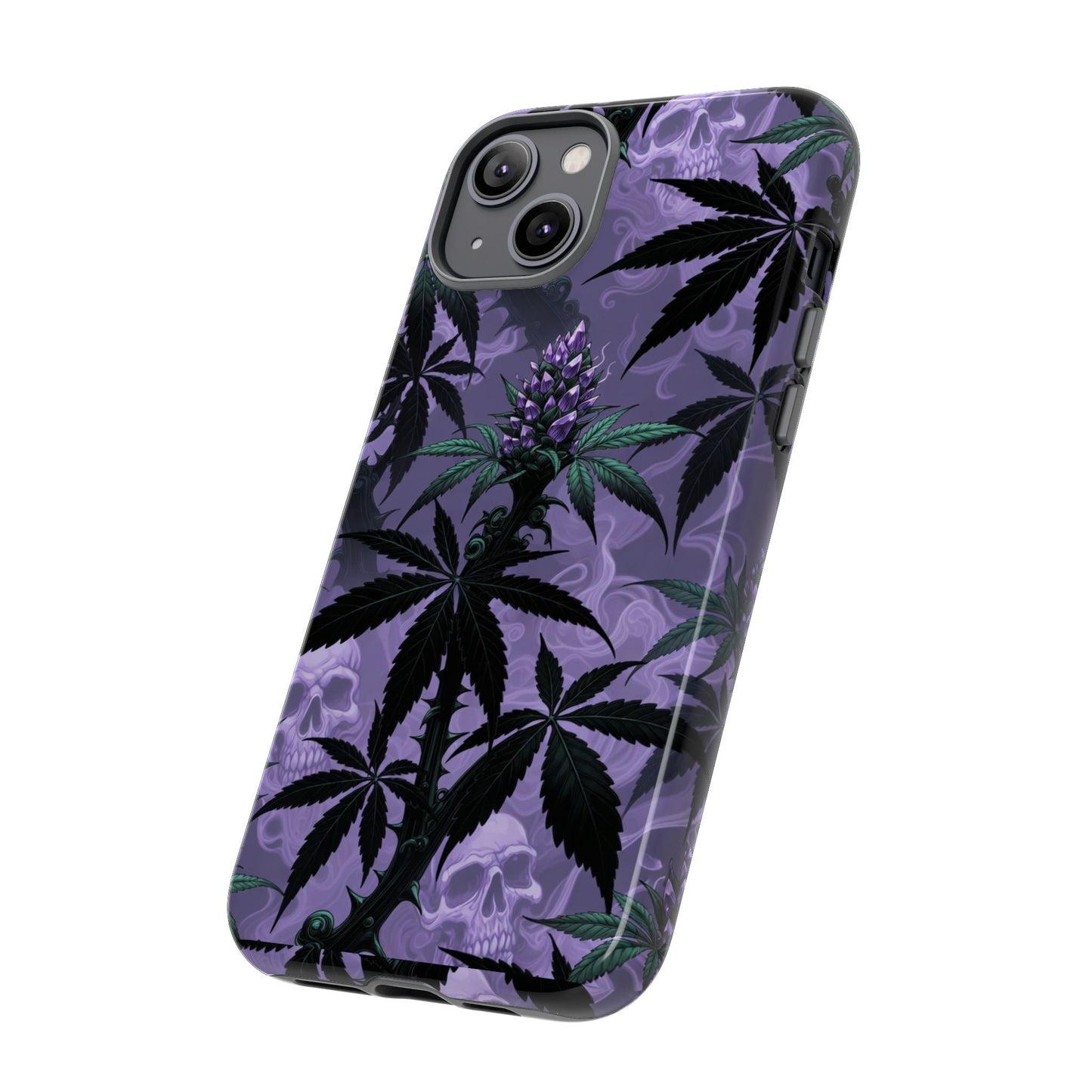 Purple Cannabis Skull Phone Case — Rugged Protective iPhone Cover