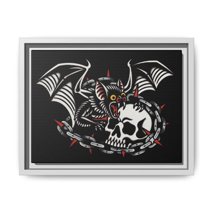 Gothic Bat & Skull Framed Matte Canvas Art