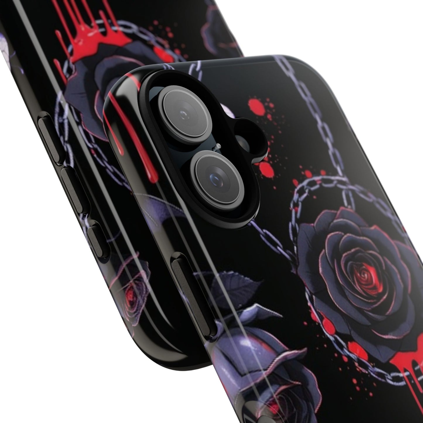 Phone Case — Gothic Dripping Black Rose & Moon Protective Case