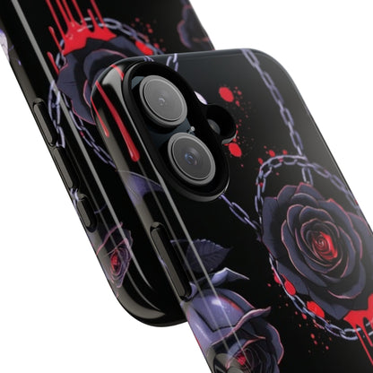 Phone Case — Gothic Dripping Black Rose & Moon Protective Case