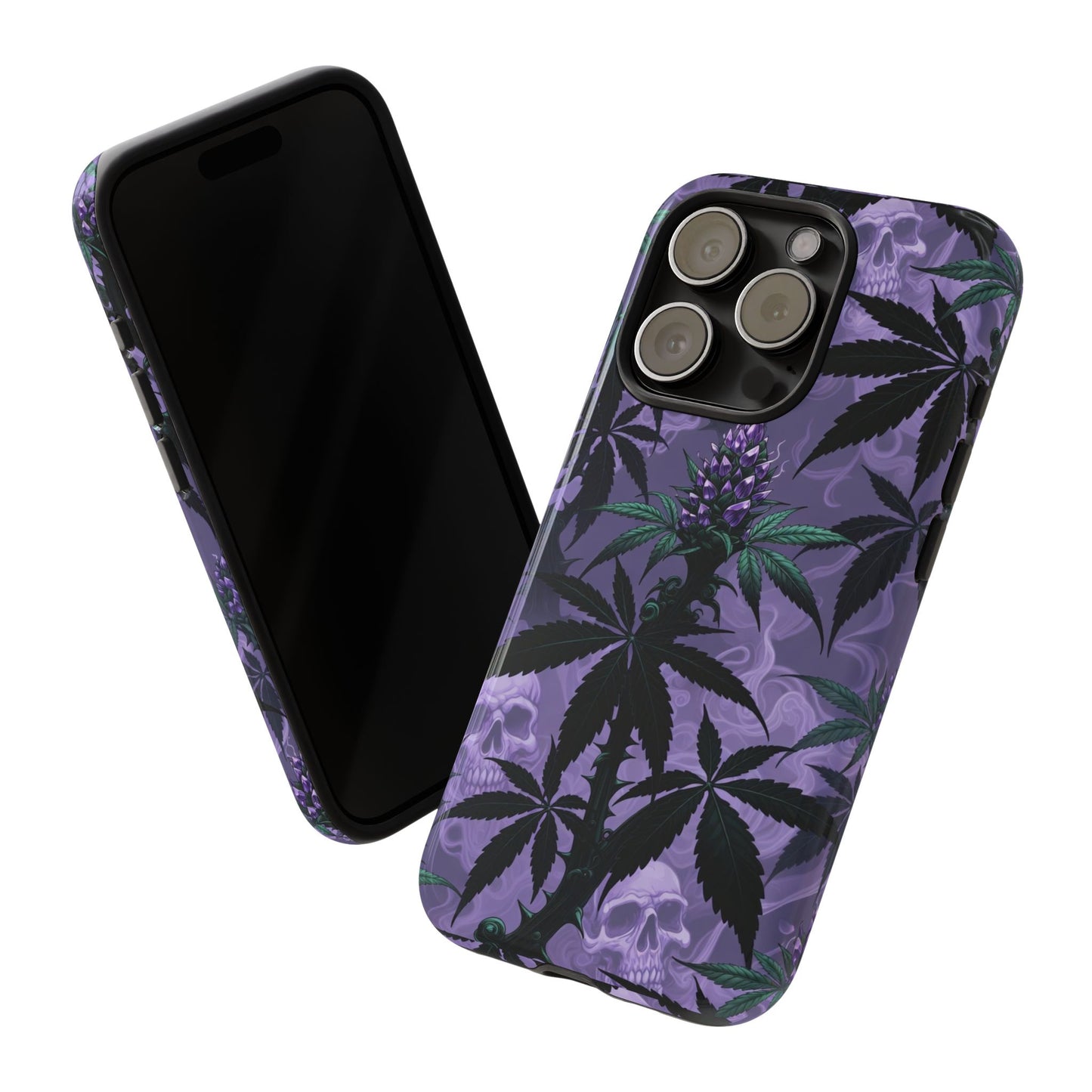 Purple Cannabis Skull Phone Case — Rugged Protective iPhone Cover