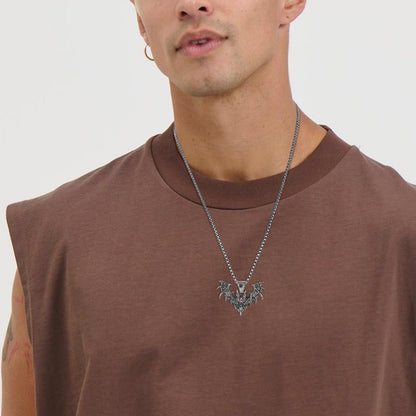 Stainless Steel Gothic Bat Pendant Necklace