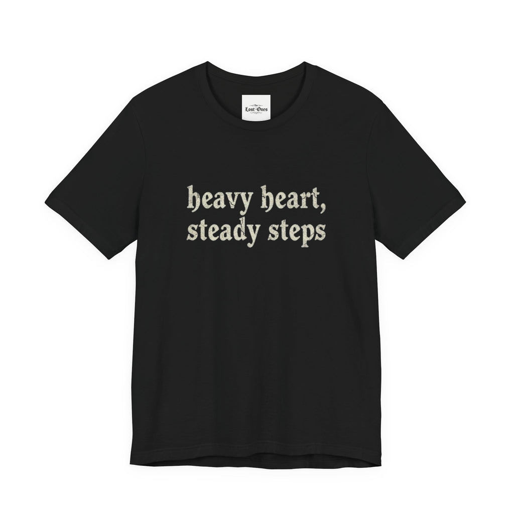 Heavy Heart Steady Steps Tee — Moody Illustration Graphic T‑Shirt