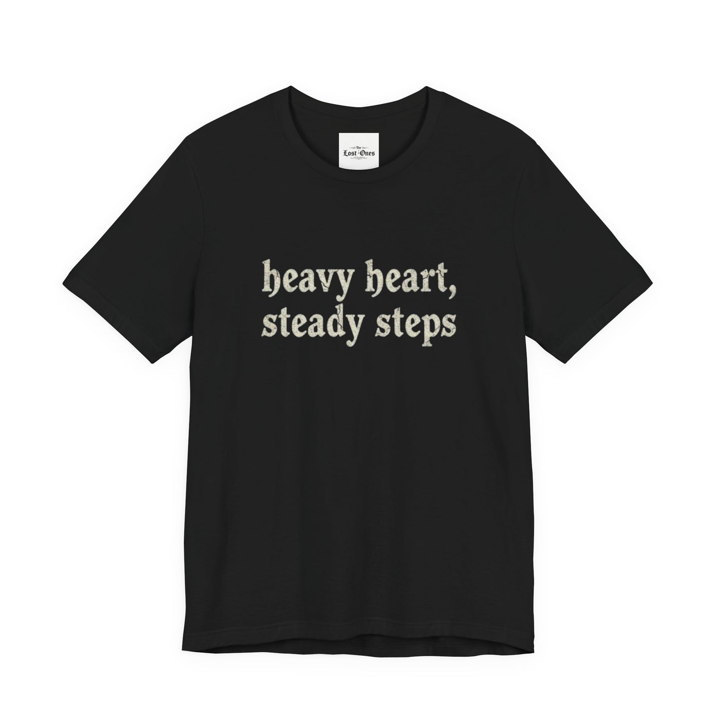 Heavy Heart Steady Steps Tee — Moody Illustration Graphic T‑Shirt