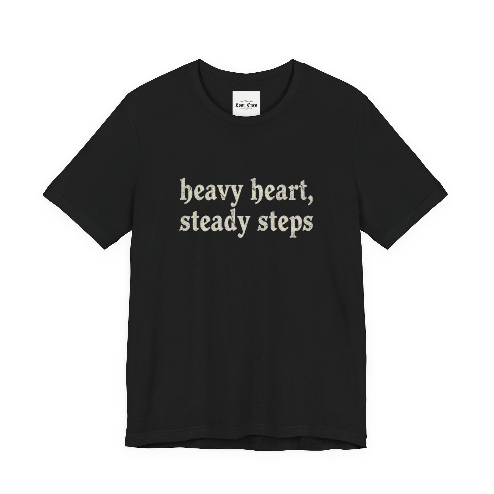 Heavy Heart Steady Steps Tee — Moody Illustration Graphic T‑Shirt