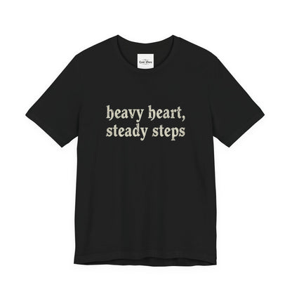 Heavy Heart Steady Steps Tee — Moody Illustration Graphic T‑Shirt