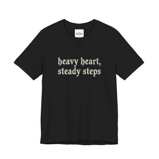 Heavy Heart Steady Steps Tee — Moody Illustration Graphic T‑Shirt