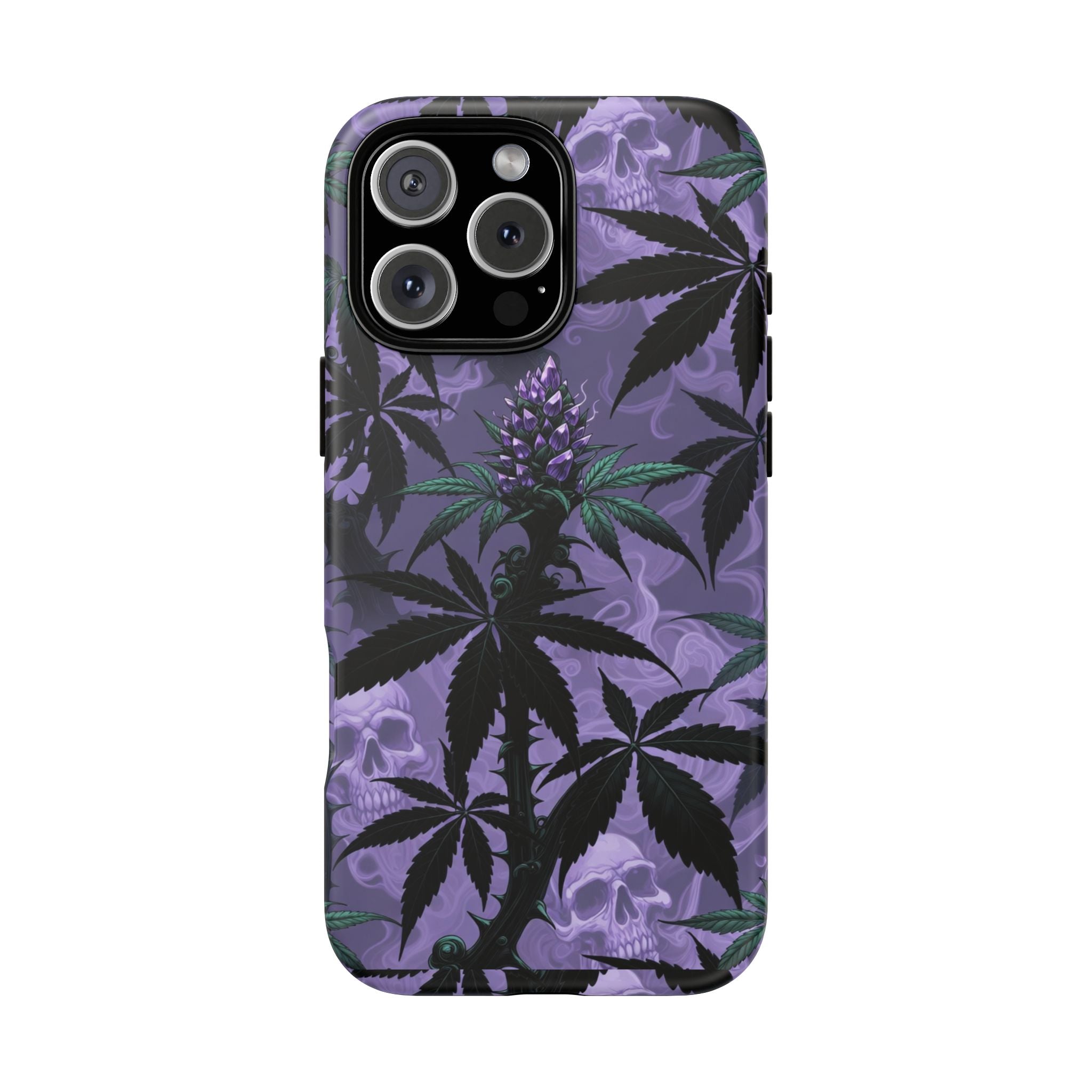 Purple Cannabis Skull Phone Case — Rugged Protective iPhone Cover