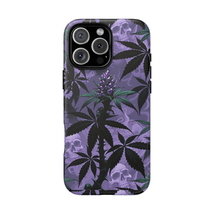 Purple Cannabis Skull Phone Case — Rugged Protective iPhone Cover