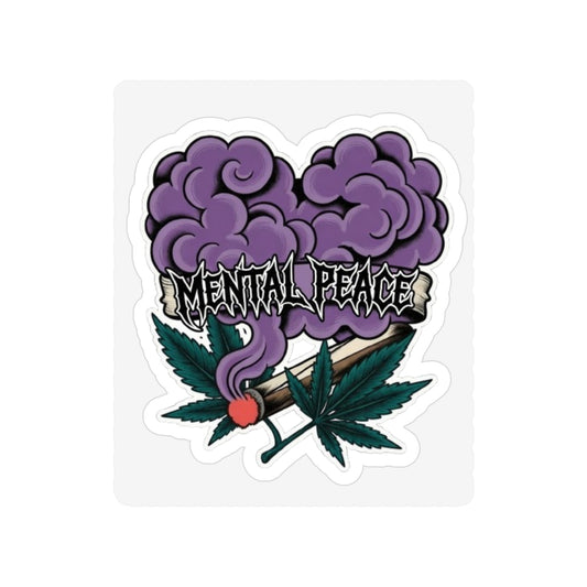 Mental Peace Die-Cut Outdoor Sticker — Purple Smoke & Leaf Waterproof Decal