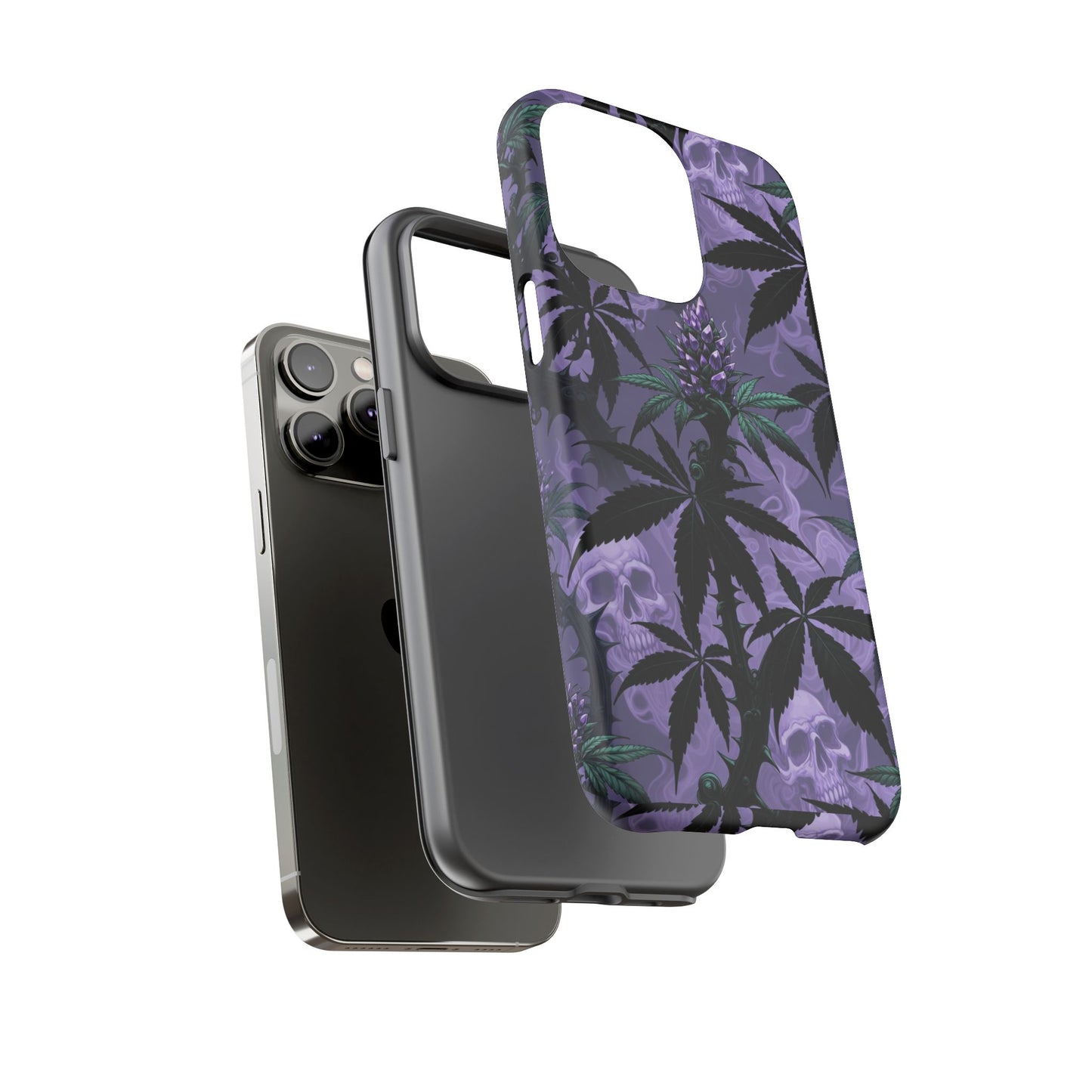 Purple Cannabis Skull Phone Case — Rugged Protective iPhone Cover