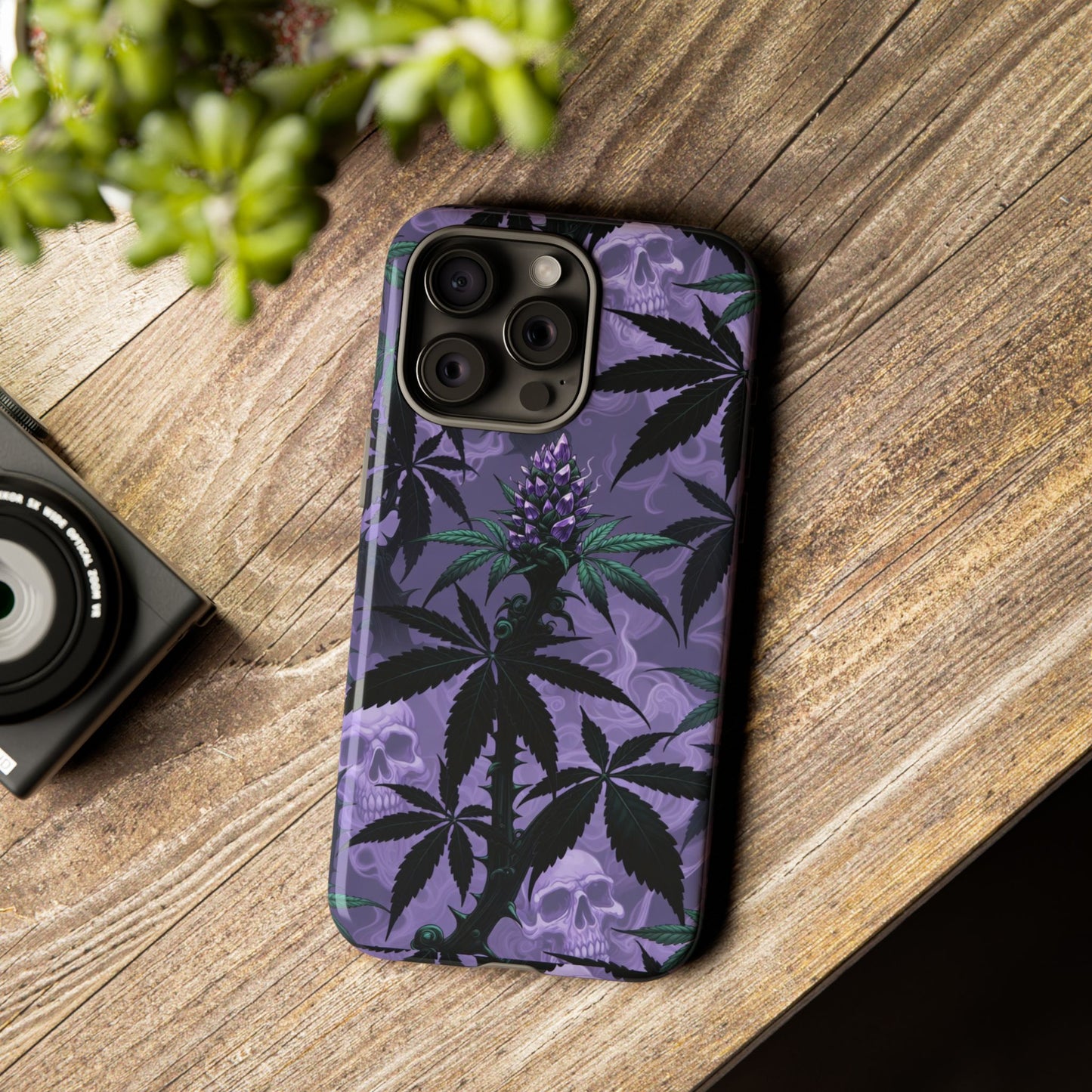 Purple Cannabis Skull Phone Case — Rugged Protective iPhone Cover
