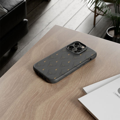 Dark Skull Pattern Phone Case — Gothic Bull Skull with Tiny Flame Accent