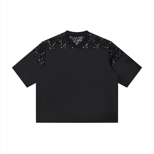 Trad Bat and Skull Lace V-Neck Jersey