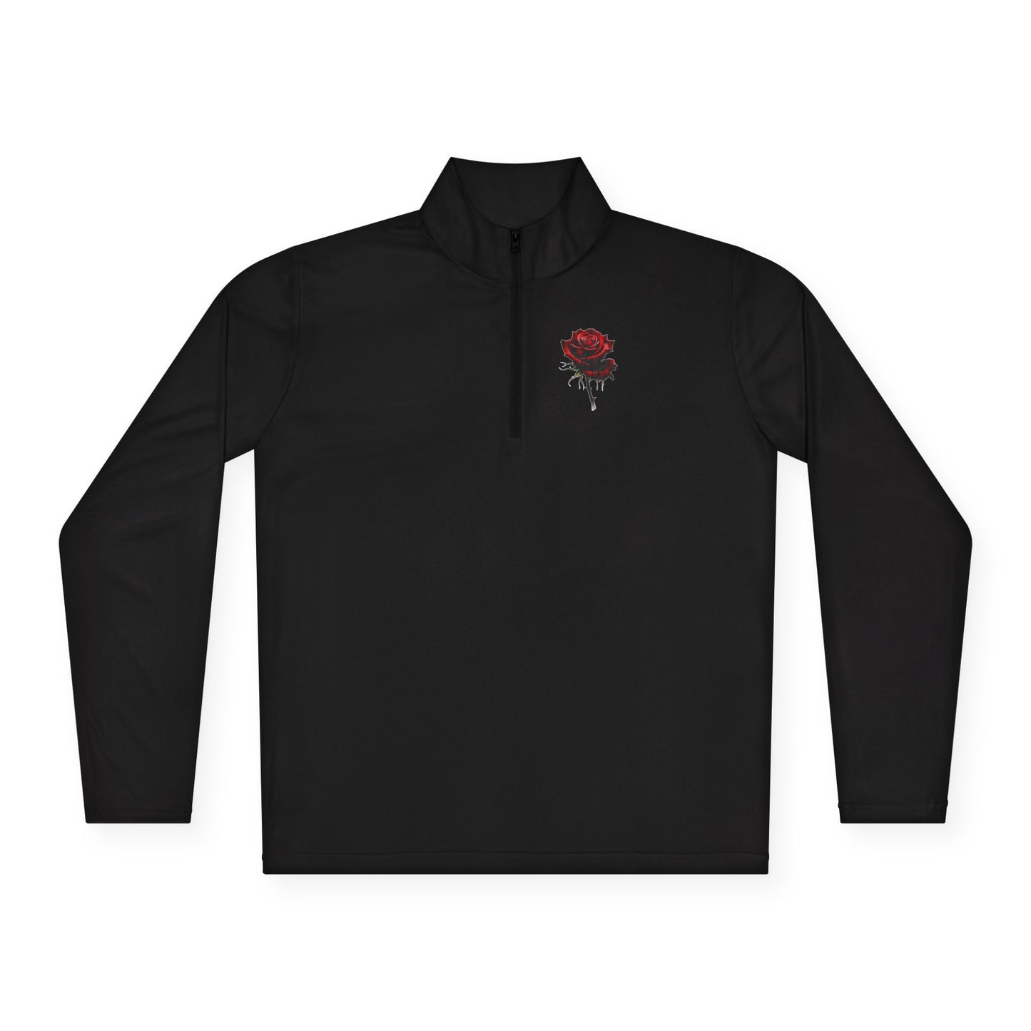 Quarter-Zip Pullover — Gothic Rose & Raven Embroidered Pullover