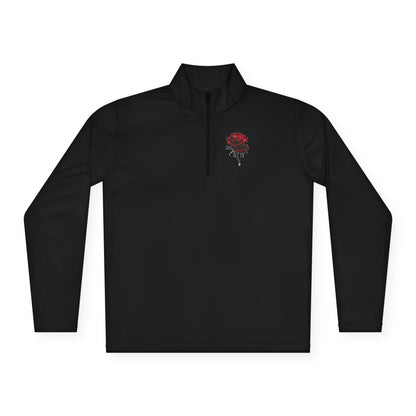 Quarter-Zip Pullover — Gothic Rose & Raven Embroidered Pullover
