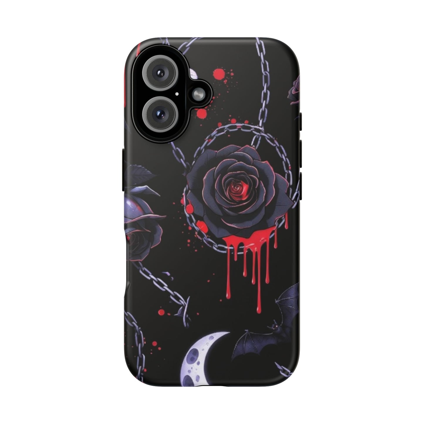 Phone Case — Gothic Dripping Black Rose & Moon Protective Case
