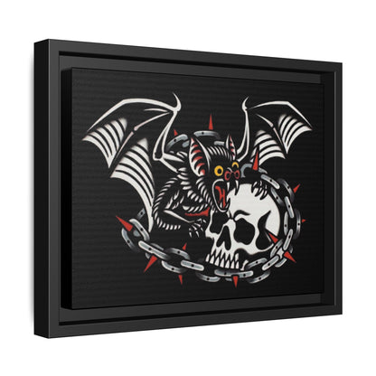 Gothic Bat & Skull Framed Matte Canvas Art