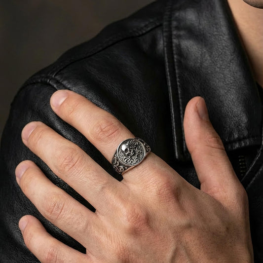 Stainless Steel Gothic Rose Skull Ring