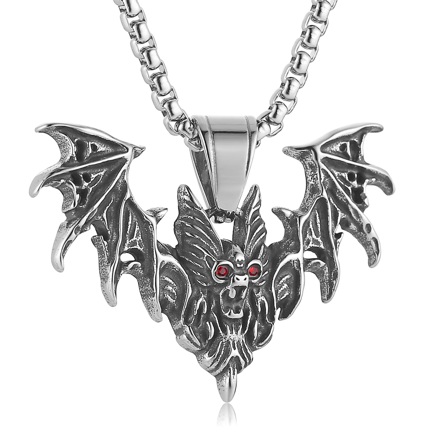 Stainless Steel Gothic Bat Pendant Necklace
