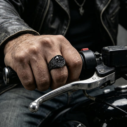 Stainless Steel Gothic Rose Skull Ring