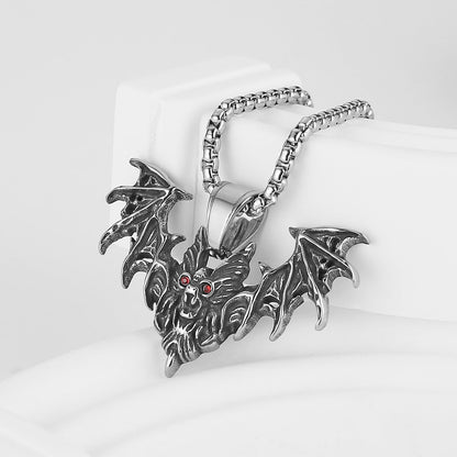 Stainless Steel Gothic Bat Pendant Necklace