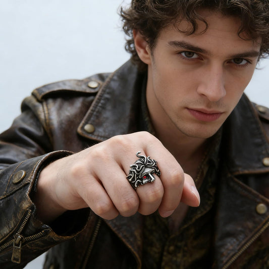 Medusa Ring for Men - Stainless Steel Greek Mythology Medusa Snake Ring