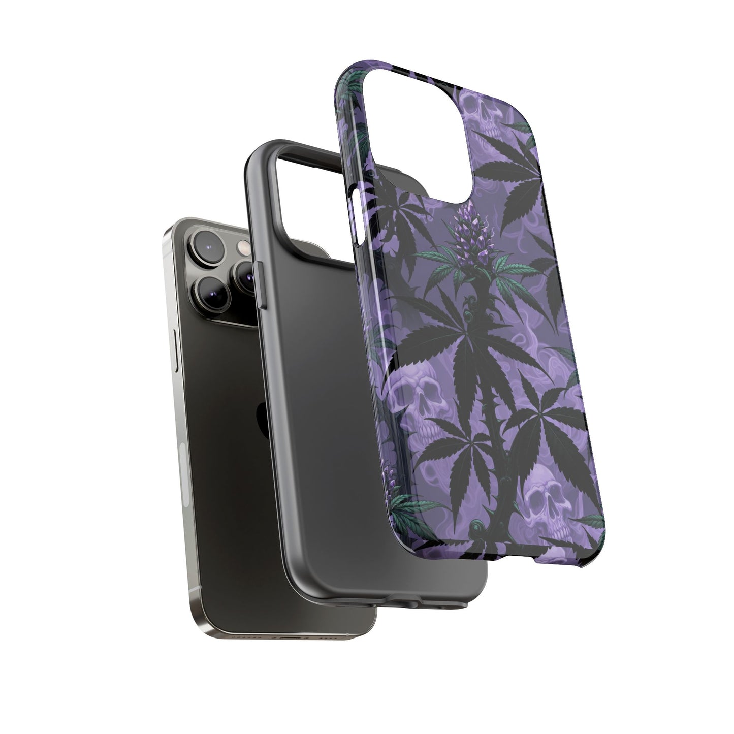 Purple Cannabis Skull Phone Case — Rugged Protective iPhone Cover