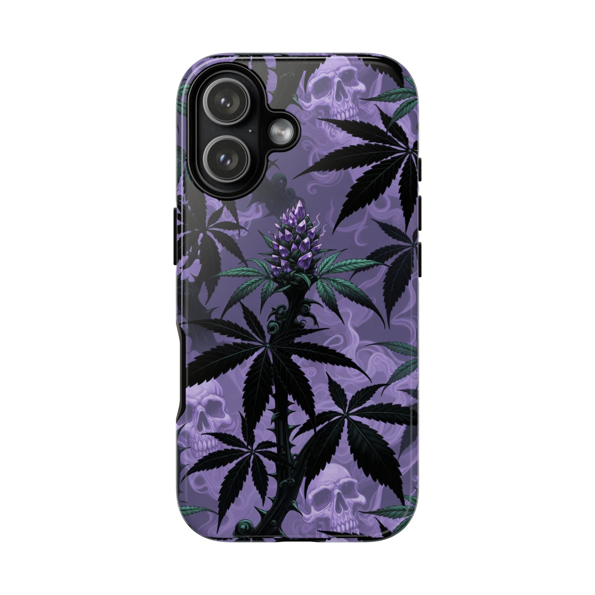 Purple Cannabis Skull Phone Case — Rugged Protective iPhone Cover