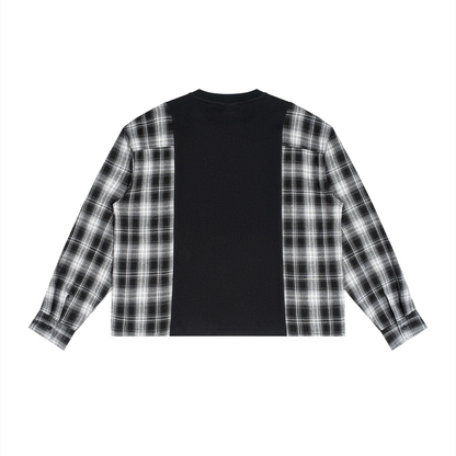 Raven Plaid Panel Long Sleeve T-Shirt