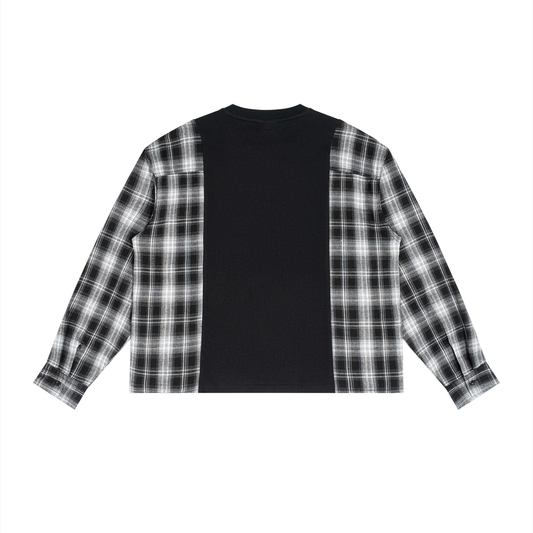Raven Plaid Panel Long Sleeve T-Shirt