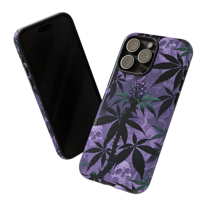 Purple Cannabis Skull Phone Case — Rugged Protective iPhone Cover