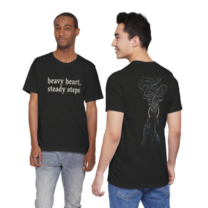Heavy Heart Steady Steps Tee — Moody Illustration Graphic T‑Shirt