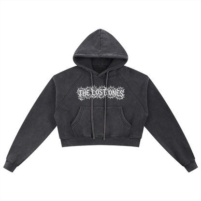 Trad Thorn Skull Cropped Hoodie