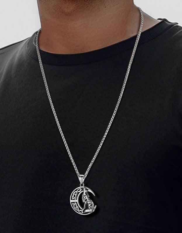 Stainless Steel Viking Wolf Pendant Necklace