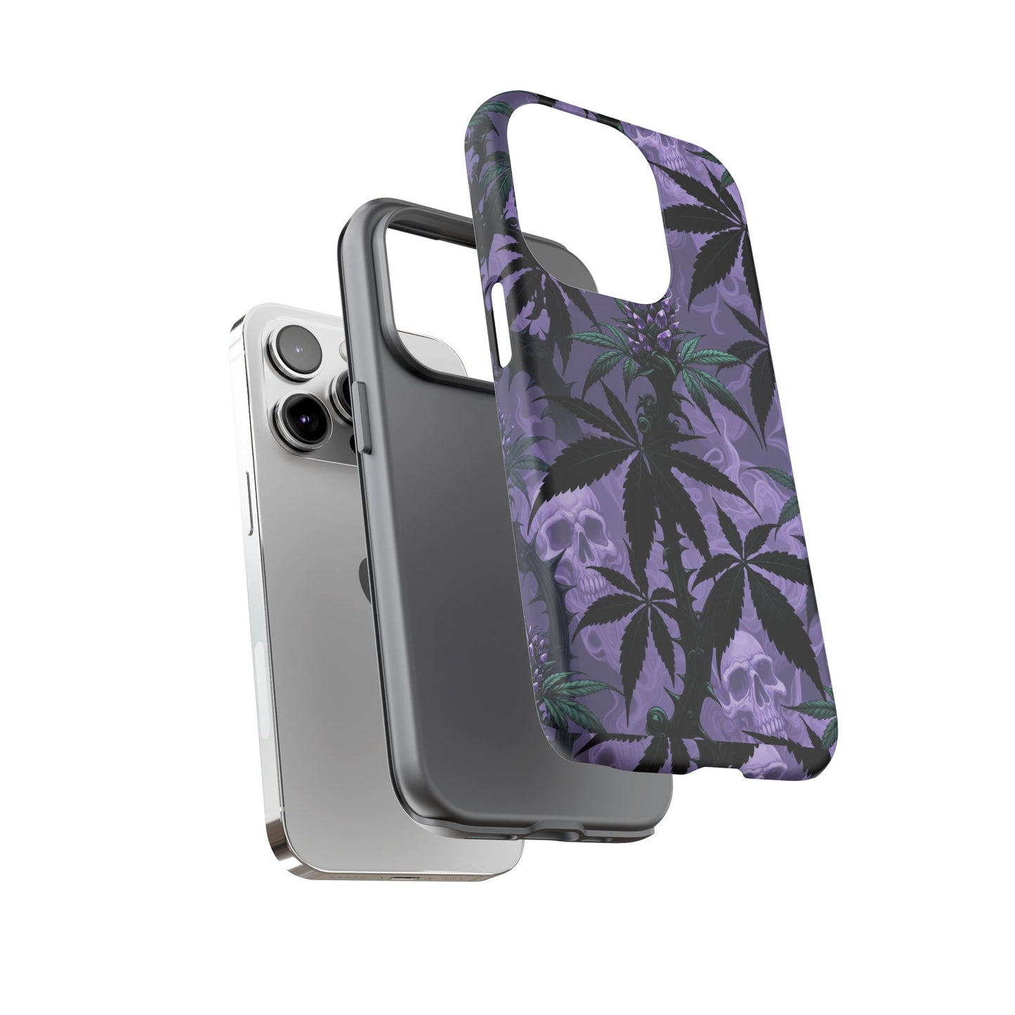 Purple Cannabis Skull Phone Case — Rugged Protective iPhone Cover