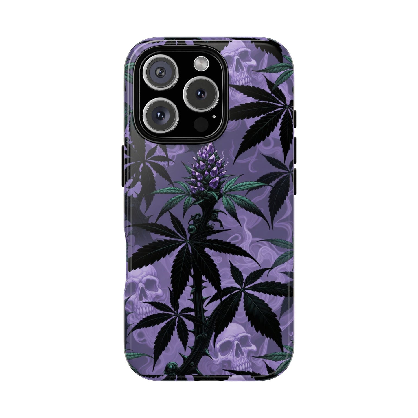 Purple Cannabis Skull Phone Case — Rugged Protective iPhone Cover